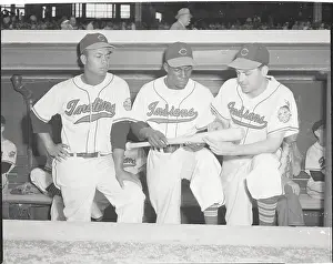 Cleveland Indians Teammates Posing in Dugout
