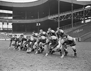 Football Uniform Prints: Cleveland Rams Teammates Posing on Field