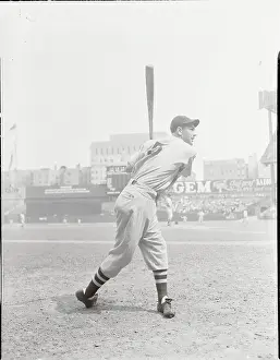 Cleveland Rookie Lou Boudreau in Baseball Batting Position