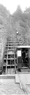 Prints of circa 1910: The cliff railway at Lynton, Lynmouth. (Photo by Alfred Hind Robinson/A H Robinson/Getty Images) Alfred Hind Robinson (1864-1950) Prints: Cliff Railway