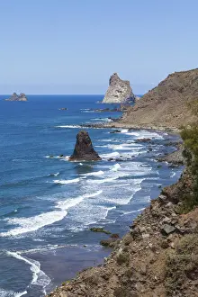 Cliff Line Prints: Cliffs in the Anaga Mountains with the Playa de Roque de las Bodegas beach