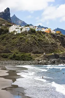 Islas Canarias Prints: Cliffs in the Anaga Mountains with the Playa de Roque de las Bodegas beach