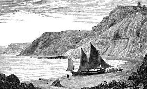 Cliffs near Whitby, Yorkshire (Victorian engraving)
