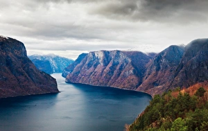 Images Dated 26th October 2011: Cliffs surrounding Naeroyfjord