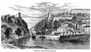 Clifton Suspension Bridge Collection: Clifton Suspension Bridge, Bristol (Victorian engraving)