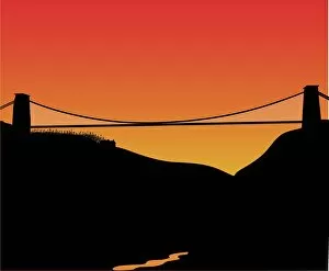 Clifton Suspension Bridge Collection: Clifton Suspension Bridge Silhouette