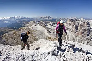 Alpine Sport Prints: Climbers, ascent of the Tofane di Roze on the Giovanni Lipella via ferrata