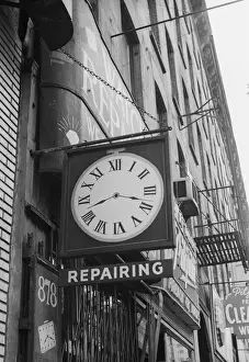 Roman Numeral Prints: Clock on building side