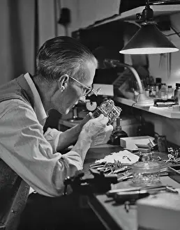Workshop Prints: Clock Repairer At Work