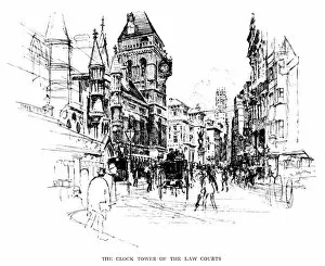 Images Dated 4th April 2017: The Clock Tower of the Law Courts, London (Victorian illustration)