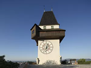 Images Dated 17th June 2012: Clock tower on Schlossberg, castle hill, Graz, Styria, Austria, Europe, PublicGround