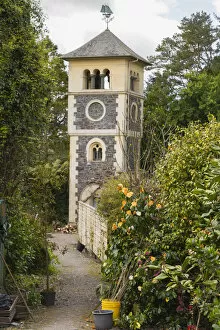 Clock Tower in the Walled Garden on Garnish Island, or Illnaculin, in Bantry Bay, Beara Peninsula, County Cork