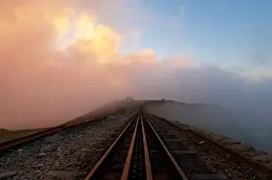 Clogwyn railway station, Snowdon Mountain Railway sunset, Wales, UK