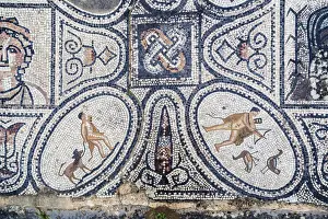 Close up of ancient tile mosaic