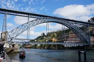 Close up Dom Luis I Bridge, Douro River, Porto, Portugal