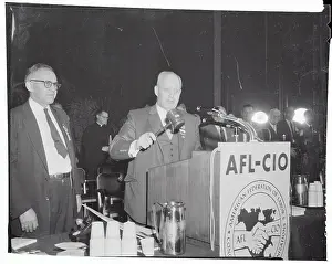 Close Up of George Meany Speaking at AFL-CIO Convention