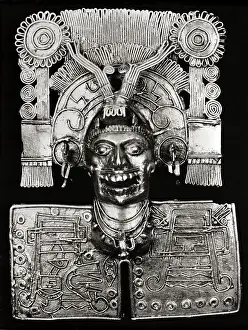 Mexican Prints: Close Up Of Gold Mixtantecutli, God