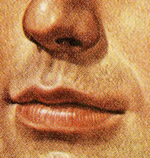 Human Lips Prints: Close up of Mans Nose and Mouth