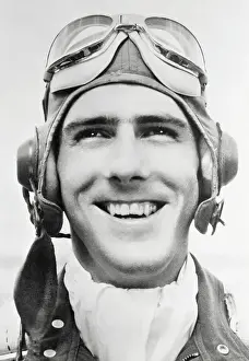 New Guinea Prints: Close up Portrait of Pilot Thomas McGuire