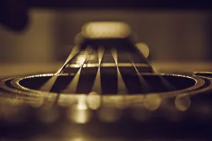 Denmark Collection: Close up of six string acoustic guitar