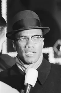 Muslim Prints: Close-Up Of Malcolm X W/Microphone