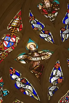 Stained Glass Prints: Close-up of stained glass ceiling in a church