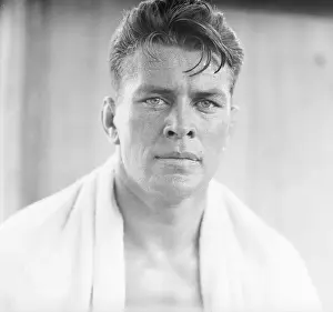 Towel Prints: Closeup Of Gene Tunney; @ Training