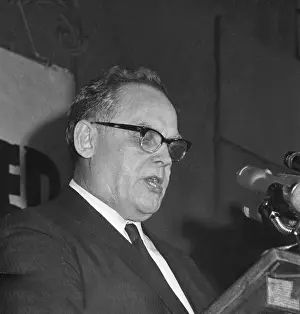 Closeup of Gus Hall Delivering Speech