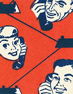 Bingo Caller Prints: Closeup of People Talking on Phone