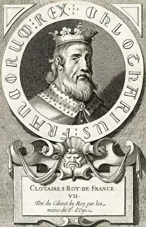 French Text Prints: Clotaire I Roy de France Engraving