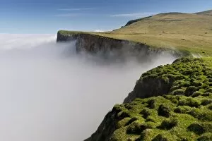 Images Dated 30th May 2013: Clouds on the cliffs, Mykines, Utoyggjar, Faroe Islands, Denmark