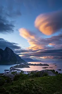 Coastal City Prints: Cloudy landscape. The villages of Olenilsoy