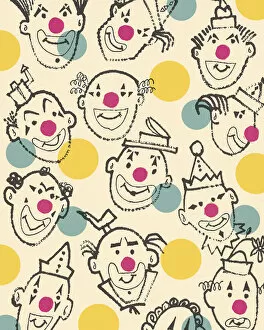 Pattern Artwork Illustrations Collection: Clown Faces Pattern