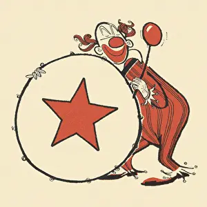 One Per Prints: Clown Playing a Bass Drum
