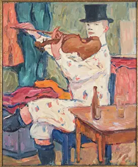 Circus Ring Prints: A Clown Playing The Violin