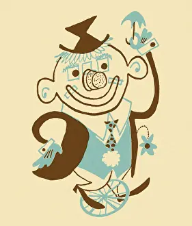 Facial E Prints: Clown on Unicycle