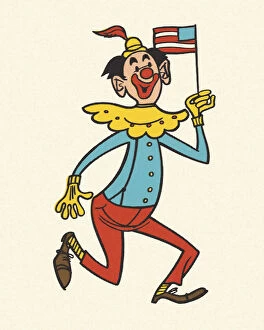 Images Dated 10th July 2014: Clown Waving a U. S. Flag
