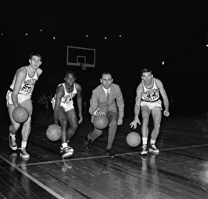 Dribbling Prints: Coach Bob Cousy with Boston College Basketball Players