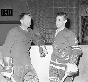 Coach Doug Harvey with Rod Gilbert at Hockey Practice