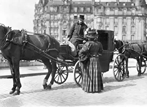 Coachman Helps Woman into Coach