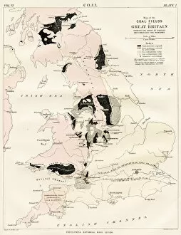 Images Dated 1st October 2017: Coal fields of great britain map 1884
