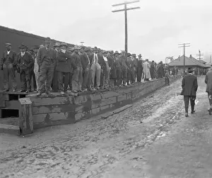 Coal Miners Standing on Platform