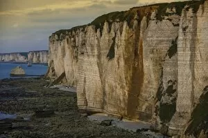 Coast with chalk cliffs, Etretat, Normandy, France