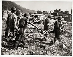 Stretcher Prints: Coast Guard Aids Wounded Soliders