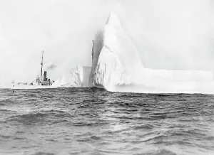 Prints of A US Coast Guard cutter on patrol for icebergs in the steamship lanes of the North Atlantic, North Atlantic, June 1, 1922 A Visual Journey Through the Legacy of the World’s Most Infamous Ship: Coast Guard Tracks Icebergs