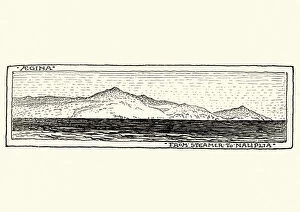 Images Dated 10th August 2018: Coastline of Aegina, Saronic Islands of Greece, 19th Century