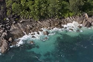 Aerial Collection: Coastline near Grand Anse beach, MahAzA Island, Seychelles, Indian Ocean, Africa