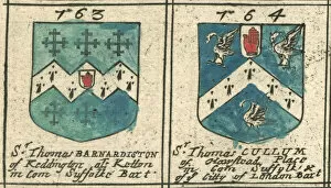 Coat Of Arms Engravings 17th Century Collection: Coat of arms 17th century Barnardiston and Cullum