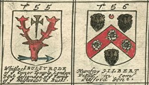 Coat Of Arms Engravings 17th Century Collection: Coat of arms 17th century Bulstrode and Gilbert