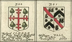 Images Dated 28th February 2013: Coat of arms 17th century Clegge and Wall